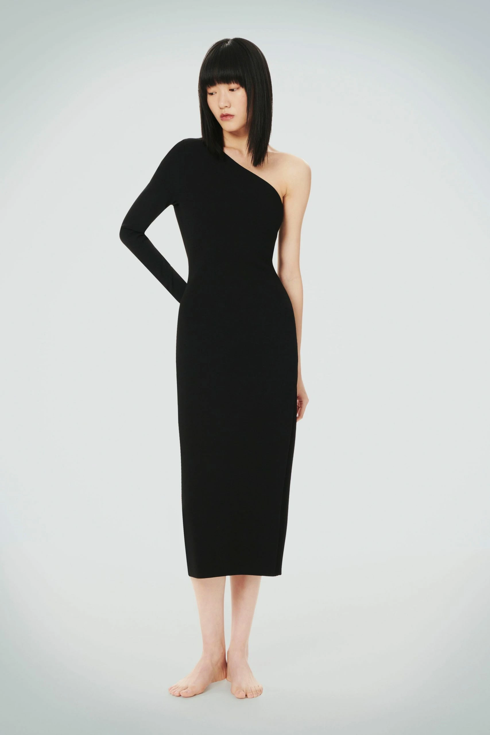 Victoria BeckhamVB Body One Shoulder Midi Dress - Black - Image 2