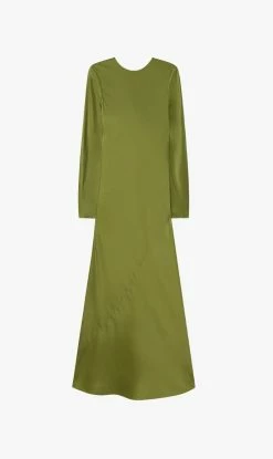 Silk LaundryFull Sleeve Bias Dress - Calla Green