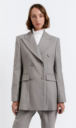 Karen WalkerTuxedo Double Breast Blazer - Bran