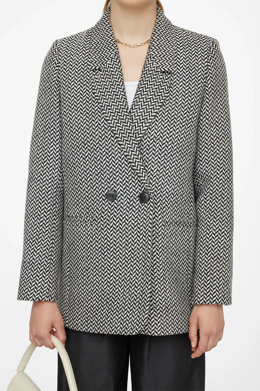 Anine BingFishbone Blazer - Black / Off White 3 Anine BingFishbone Blazer - Black / Off White - Image 3