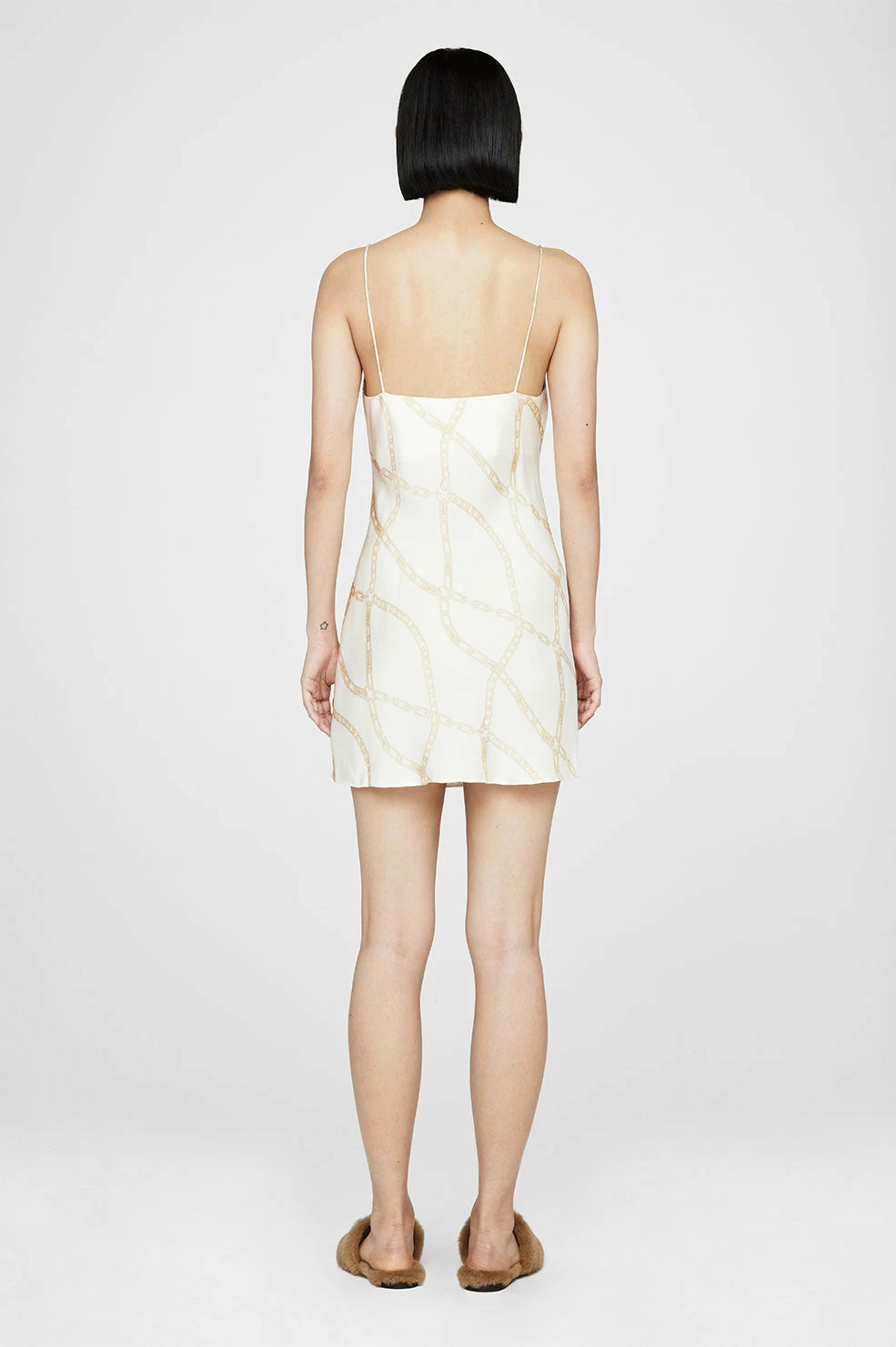 Anine BingLisette Slip Dress - Cream And Tan Link Print 3 Anine BingLisette Slip Dress - Cream And Tan Link Print - Image 3