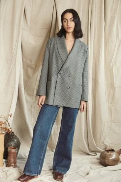 MahsaGentlewomen Blazer - Mini Houndstooth -Viktoria & Woods shop Mahsa Gentlewoman Blazer Mini Houndstooth Grey Black 6@2x scaled