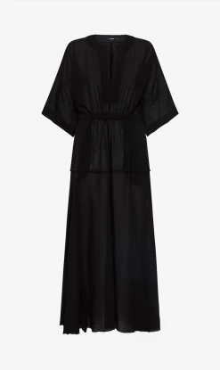 BassikeGauze Roll Sleeve Dress - Black