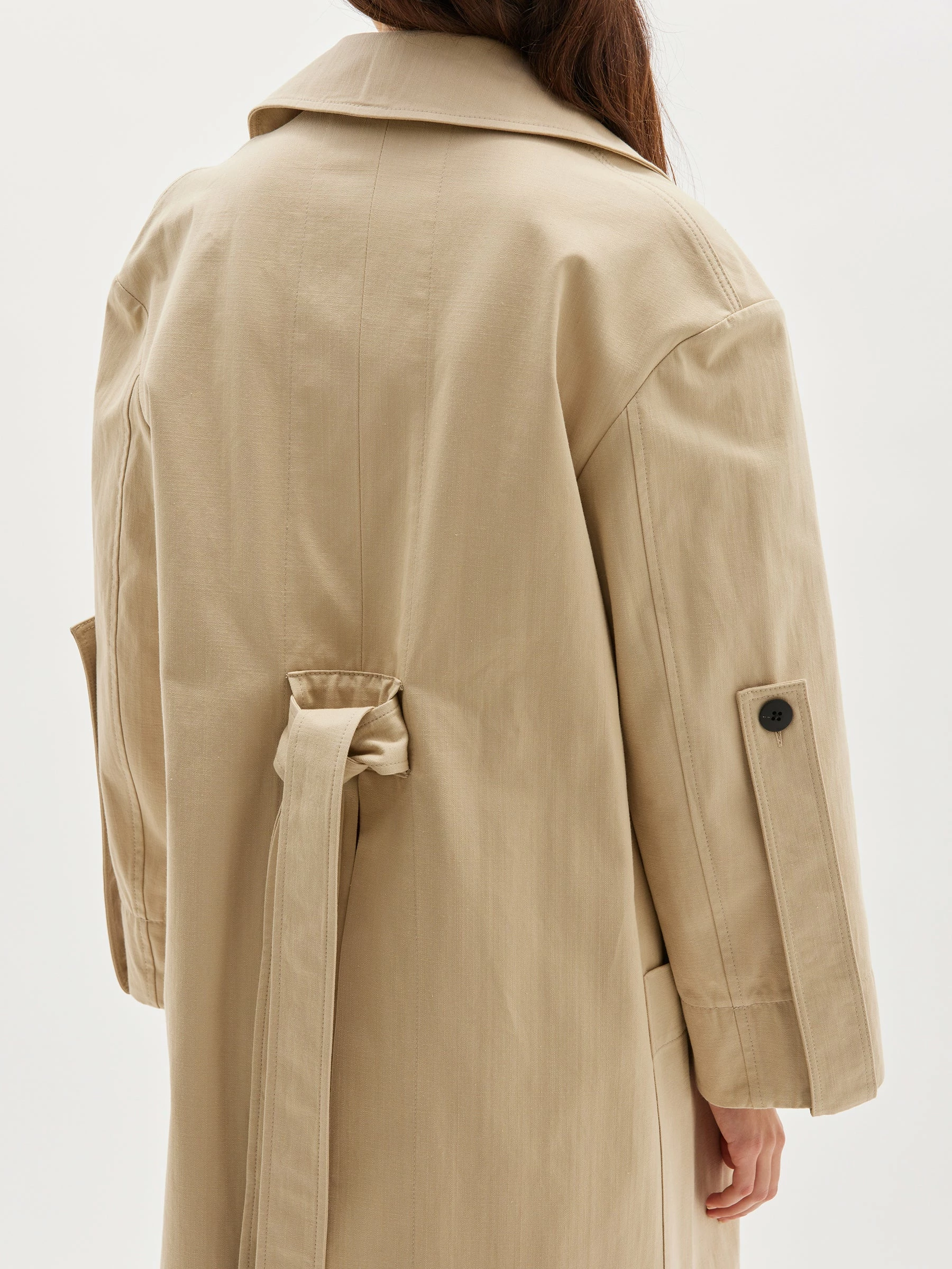 BassikeSlubbed Tab Detail Trench - Hemp Seed 4 BassikeSlubbed Tab Detail Trench - Hemp Seed - Image 4