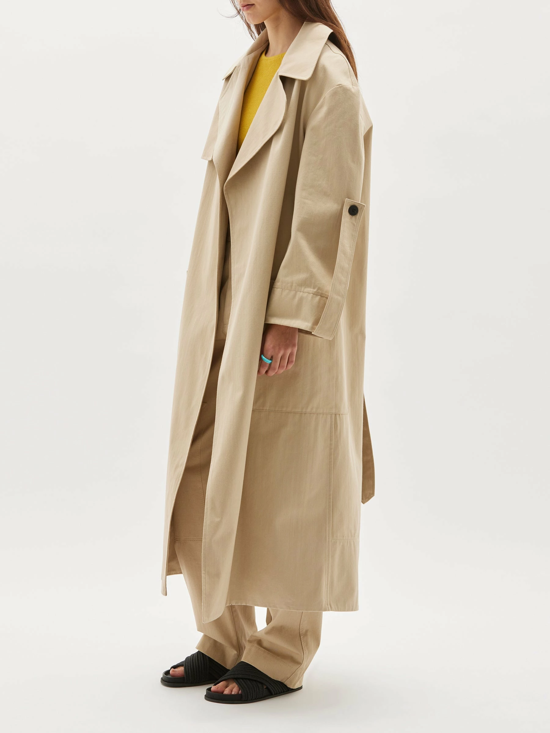 BassikeSlubbed Tab Detail Trench - Hemp Seed 3 BassikeSlubbed Tab Detail Trench - Hemp Seed - Image 3