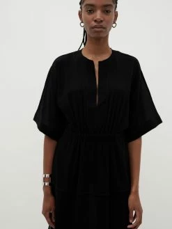 BassikeGauze Roll Sleeve Dress - Black 9 BassikeGauze Roll Sleeve Dress - Black -Viktoria & Woods shop R23WFD125 gauze roll sleeve dress black front 2000x f7d8a55a ae93 43aa 8754 d4dcf67f1b52@2x