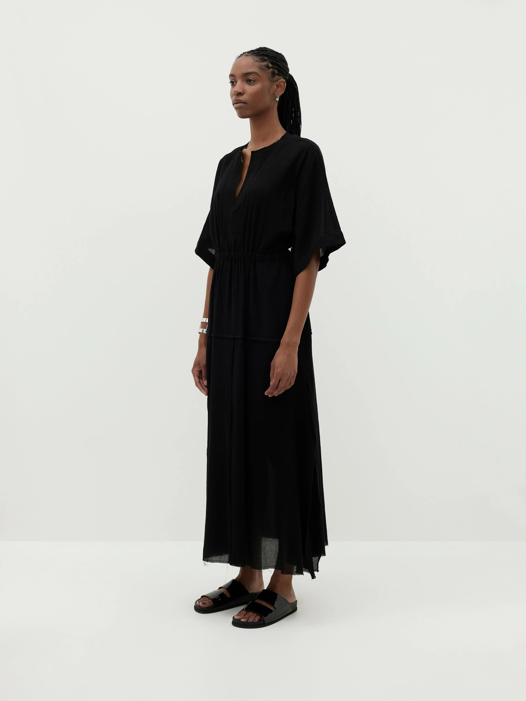BassikeGauze Roll Sleeve Dress - Black 3 BassikeGauze Roll Sleeve Dress - Black - Image 3