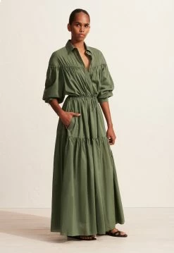 MatteauTiered Drawcord Dress - Fern 8 MatteauTiered Drawcord Dress - Fern -Viktoria & Woods shop S10 Tiered Drawcord Dress Fern 22251 Matteau D2 0875@2x