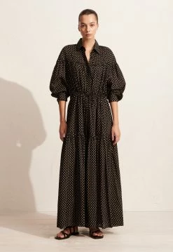 MatteauTiered Drawcord Dress - Polka -Viktoria & Woods shop S27 Tiered Drawcord Dress Polka Dot 22251 Matteau D6 1494@2x