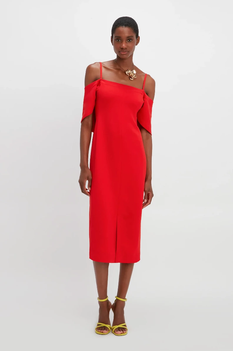 Victoria BeckhamOff-Shoulder Bandeau Dress - Tomato 2 Victoria BeckhamOff-Shoulder Bandeau Dress - Tomato - Image 2