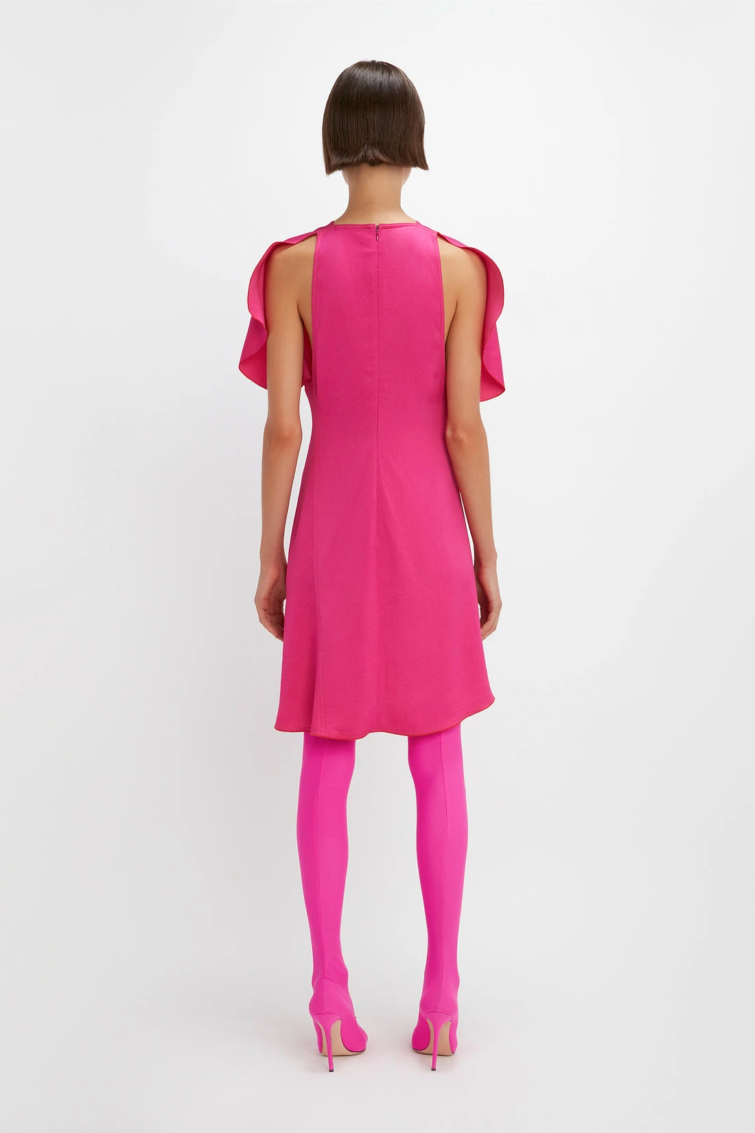 Victoria BeckhamCap Sleeve Mini Dress - Fuchsia - Image 4