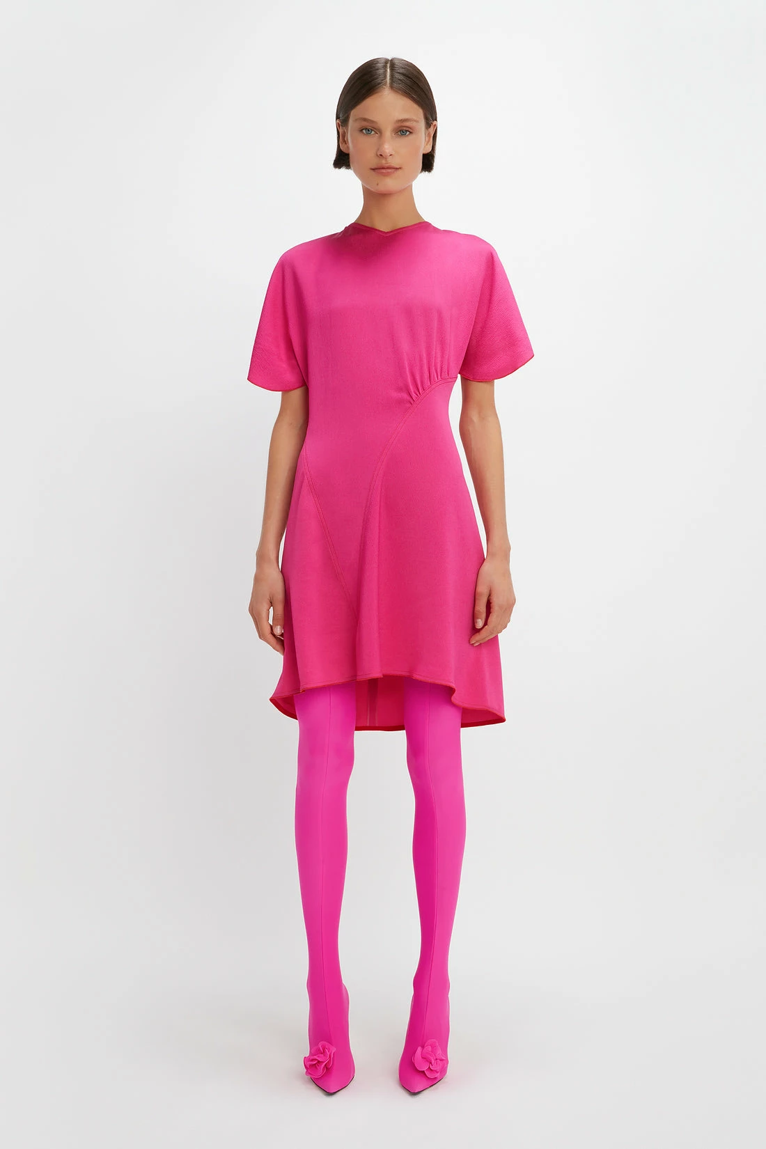 Victoria BeckhamCap Sleeve Mini Dress - Fuchsia - Image 2