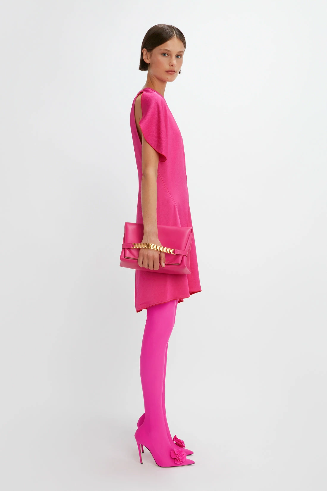 Victoria BeckhamCap Sleeve Mini Dress - Fuchsia - Image 6