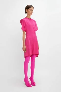 Victoria BeckhamCap Sleeve Mini Dress - Fuchsia -Viktoria & Woods shop VictoriaBeckham CapSleeveMiniDressInFuschia Pink 1123WDR004441B 2700 4050 247 WHITE LR Side Model2 JPG 1100x 5b51791e 454f 405f 9553 915f3688f5d1@2x