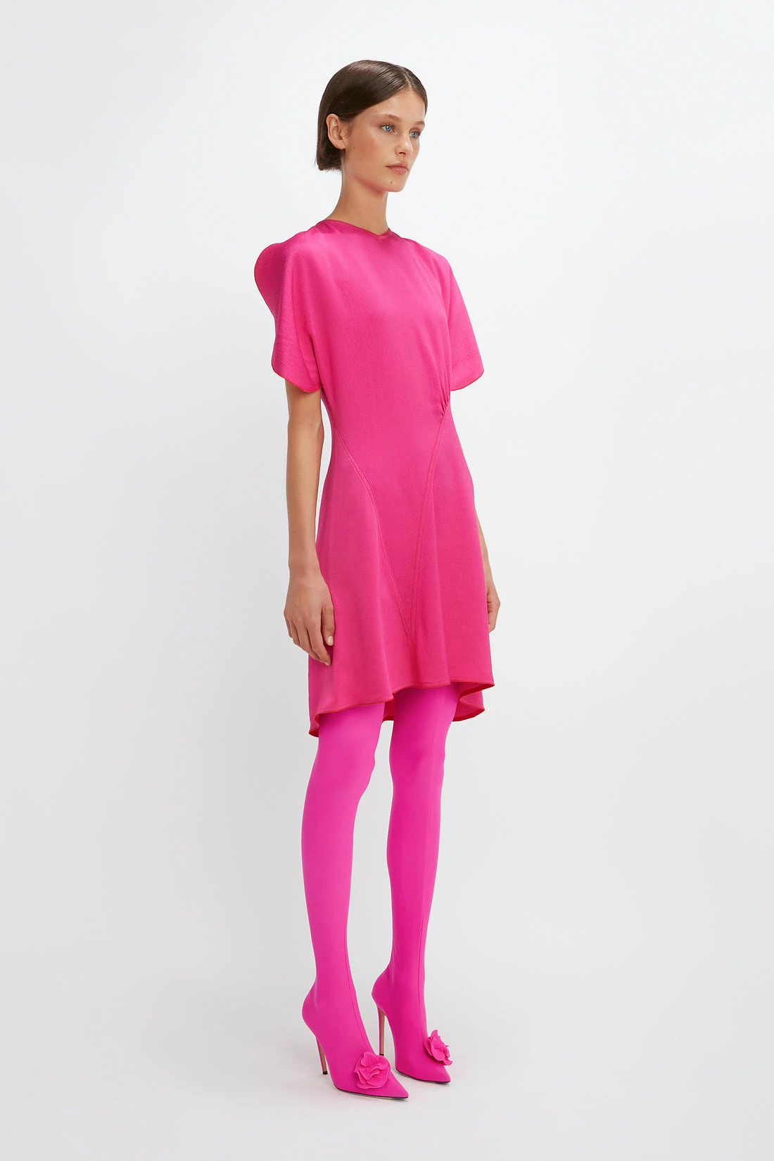 Victoria BeckhamCap Sleeve Mini Dress - Fuchsia - Image 3