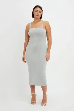 Victoria BeckhamVB Body Strapless Midi - Silver -Viktoria & Woods shop VictoriaBeckham VBBodyBandeauDressinSilver SILVER 1123KDR004453A 2700 4050 247 LR Front Model1 JPG2 2200x 709e6f63 00e9 468f b89e 9ee1b5de8c69@2x scaled