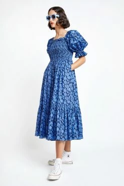 Karen WalkerAltitude Dress - Navy/Cornflower -Viktoria & Woods shop altitude short sleeve organic cotton dress navycornflower 42103 05 0875864001670965189@2x