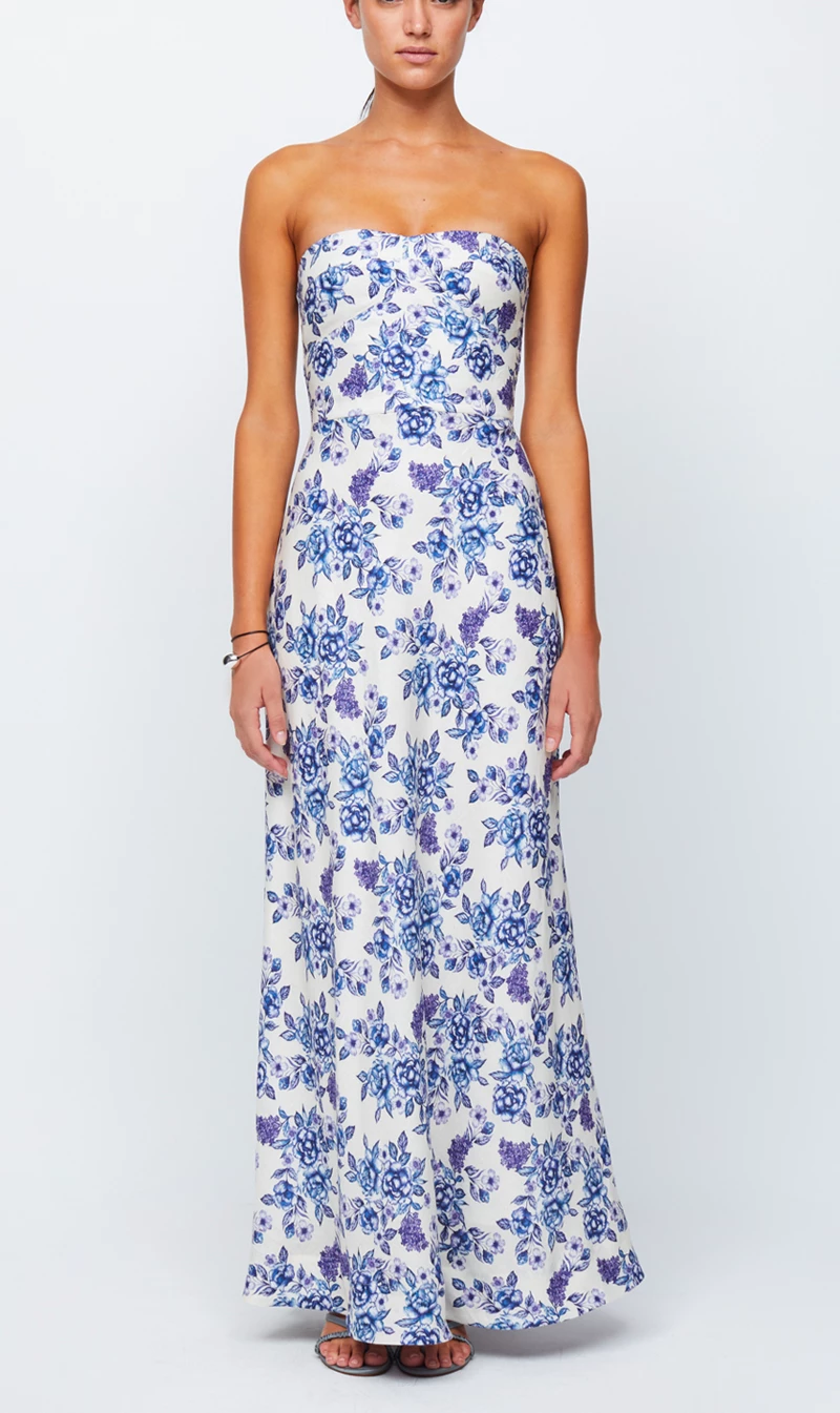 Bec + BridgeAudette Strapless Maxi - Porcelain Floral 1 Bec + BridgeAudette Strapless Maxi - Porcelain Floral