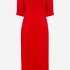 Victoria BeckhamOff-Shoulder Bandeau Dress - Tomato