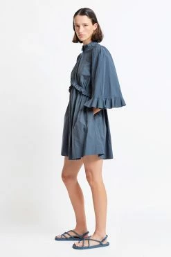 Karen WalkerOrganic Cotton Blossom Dress - Asphalt -Viktoria & Woods shop blossom organic cotton dress 42266 01 asphalt side 0532530001660873391@2x