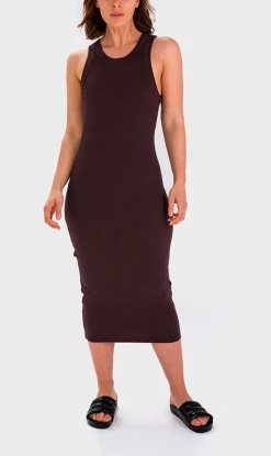Father RabbitRib Tank Dress - Dark Chocolate