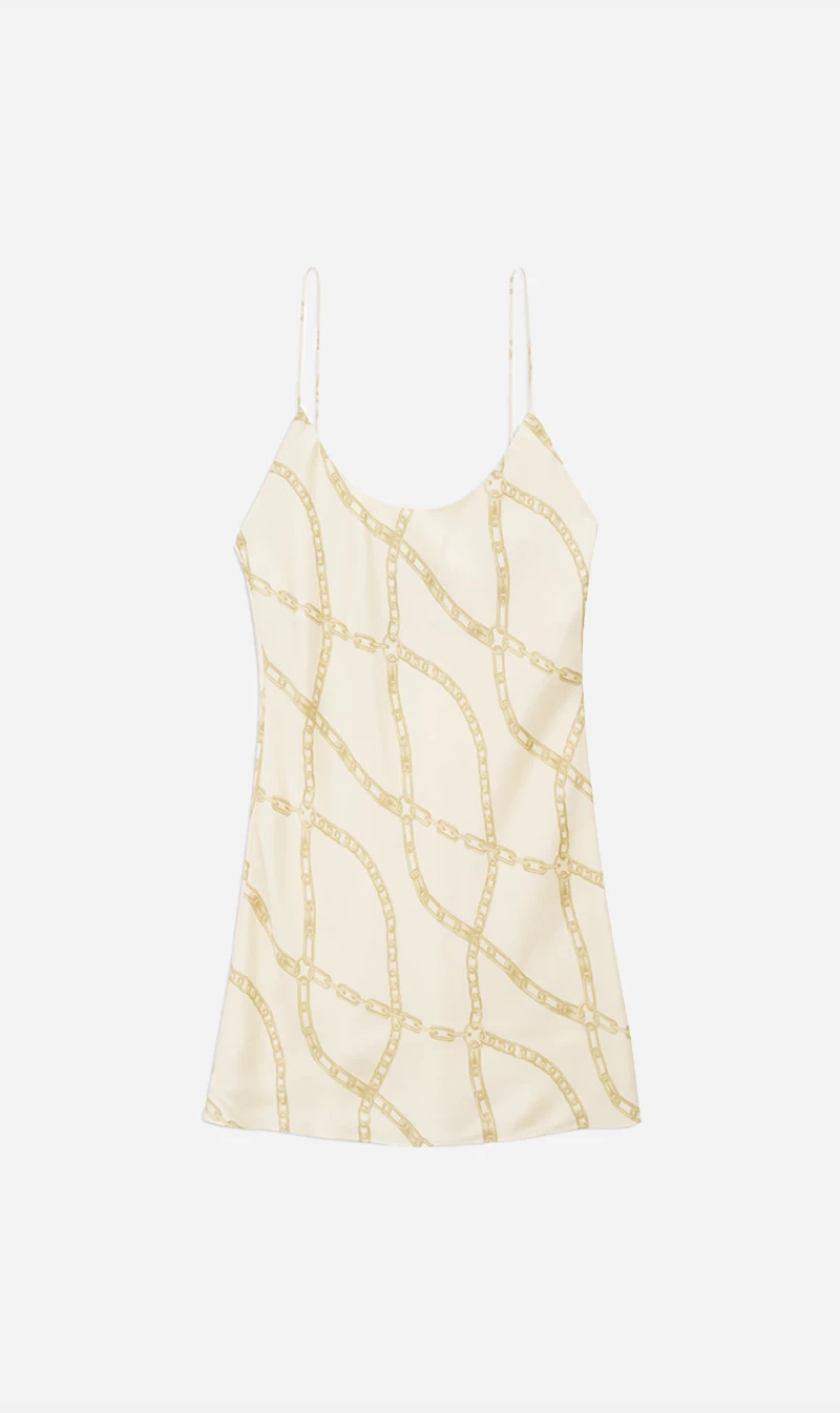 Anine BingLisette Slip Dress - Cream And Tan Link Print 1 Anine BingLisette Slip Dress - Cream And Tan Link Print