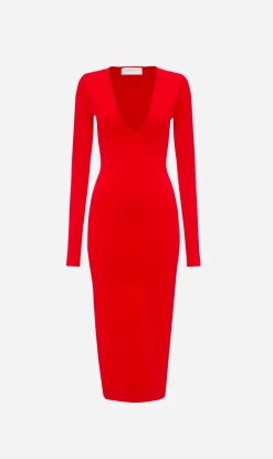 Victoria BeckhamVB Body Deep Vee Midi - Red