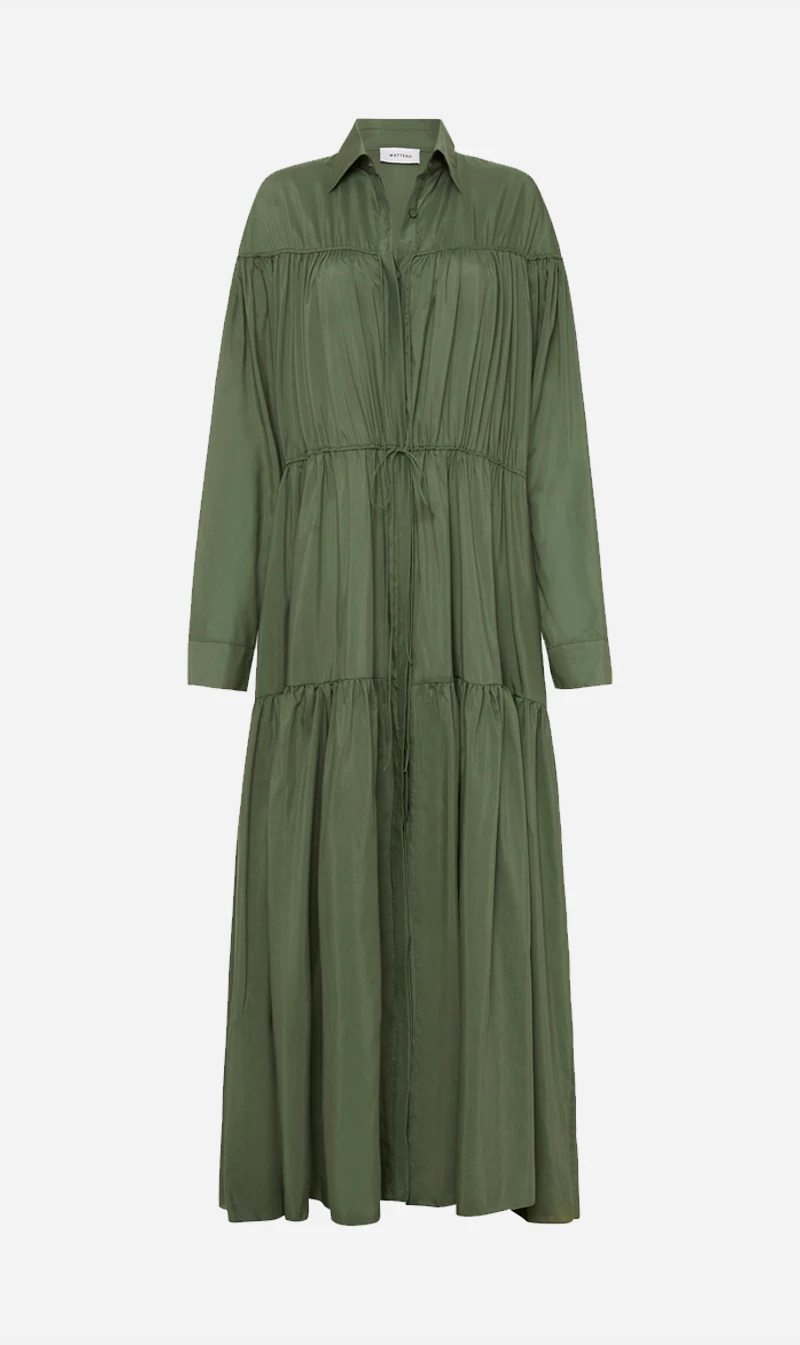 MatteauTiered Drawcord Dress - Fern 1 MatteauTiered Drawcord Dress - Fern