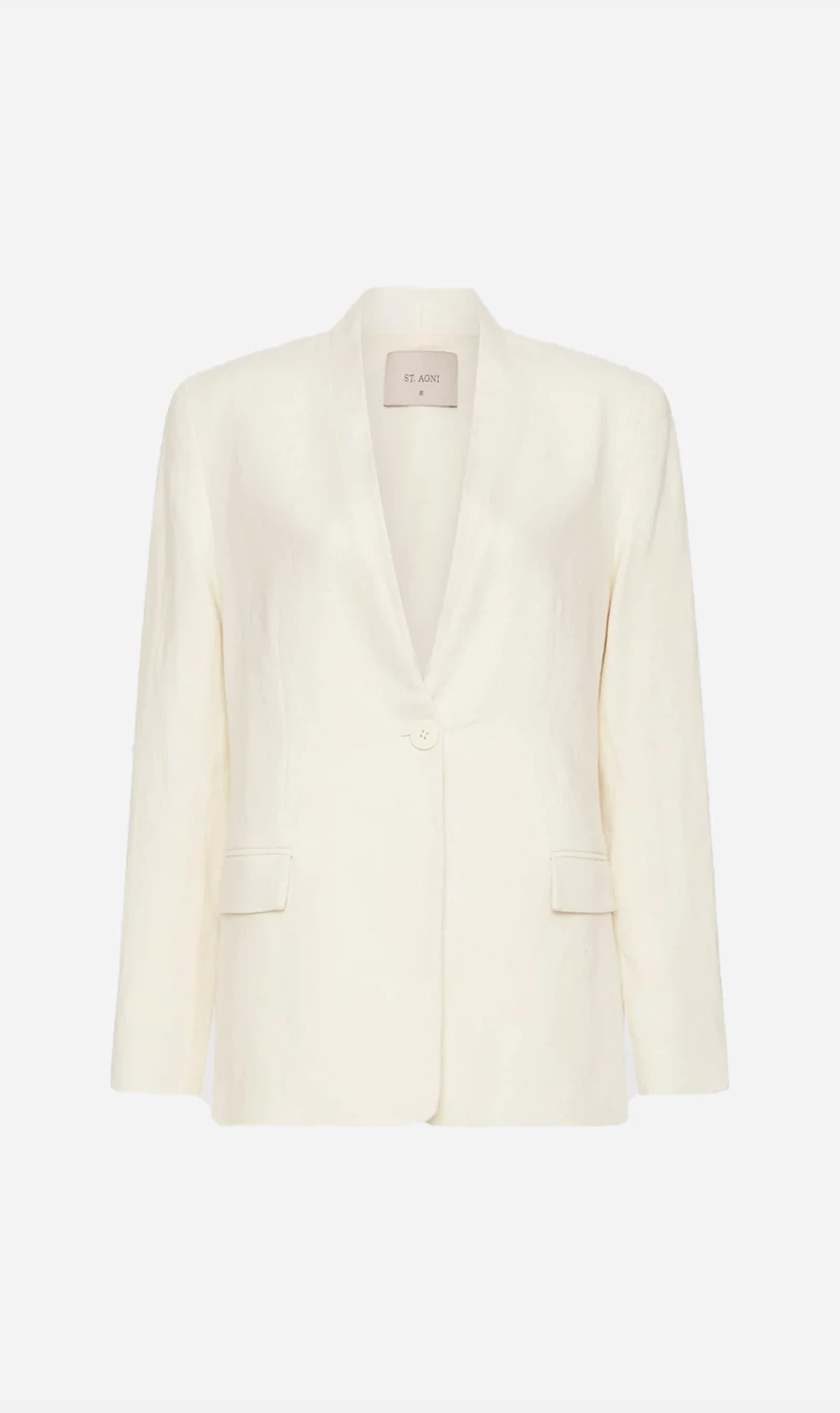 St AgniLinen Cut Out Blazer - Ivory 1 St AgniLinen Cut Out Blazer - Ivory