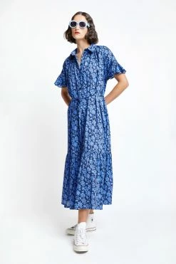 Karen WalkerRetreat Cotton Dress - Navy / Cornflower 6 Karen WalkerRetreat Cotton Dress - Navy / Cornflower -Viktoria & Woods shop retreat organic cotton dress navycornflower 42270 01 0236112001670965354@2x