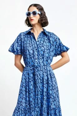 Karen WalkerRetreat Cotton Dress - Navy / Cornflower 7 Karen WalkerRetreat Cotton Dress - Navy / Cornflower -Viktoria & Woods shop retreat organic cotton dress navycornflower 42270 01 0786212001670965354@2x