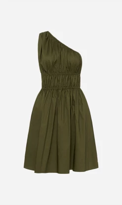 MatteauShirred One Shoulder Mini Dress - Cypress
