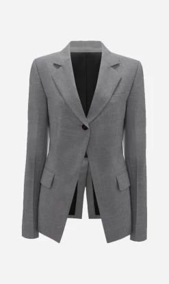 Victoria BeckhamOpen Front Single Breasted Jacket - Grey Melange
