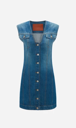 Victoria BeckhamSleeveless Mini Dress - Sandwashed Indigo