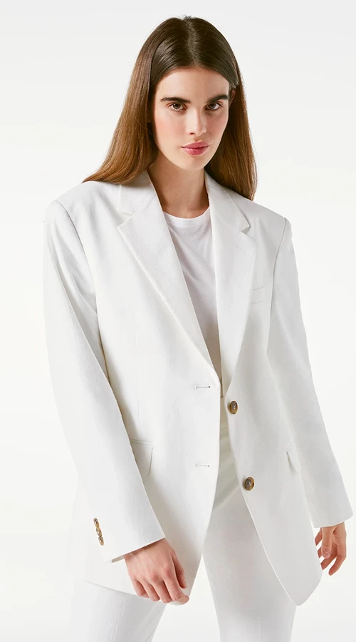 Frame DenimGrandfather Jacket - Suiting White 1 Frame DenimGrandfather Jacket - Suiting White